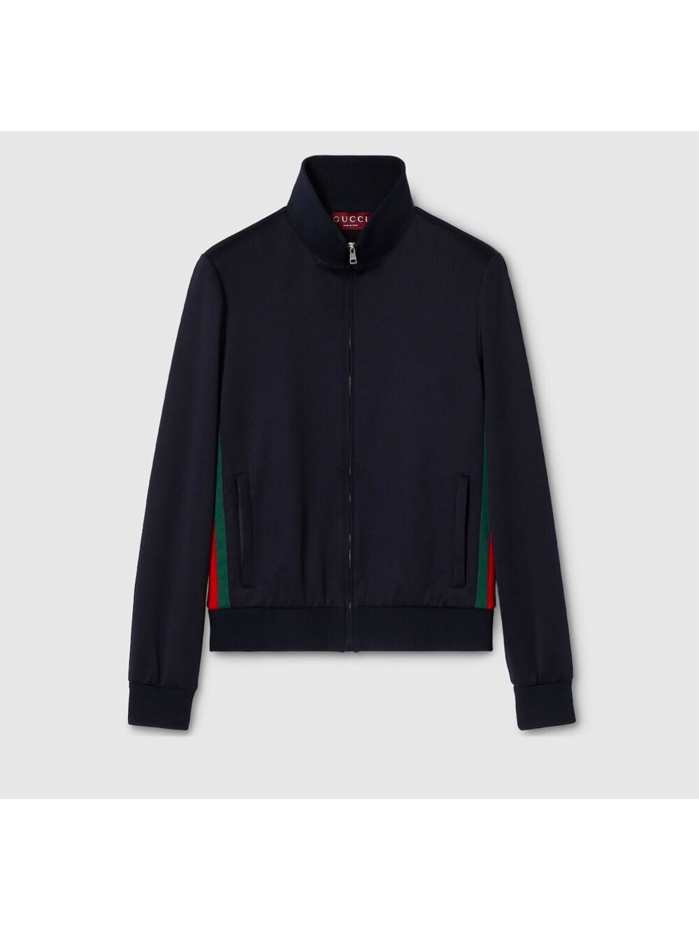 Gucci Black Track Jacket with Signature Red and Green Strips
